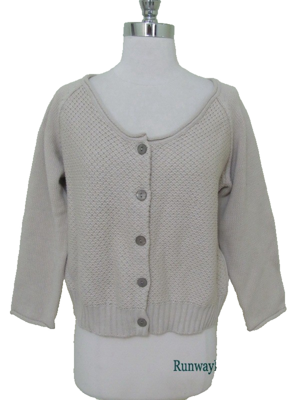 New SAHALIE Womens Misses Medium Knit Long Sleeve Sweater Cardigan Button Front
